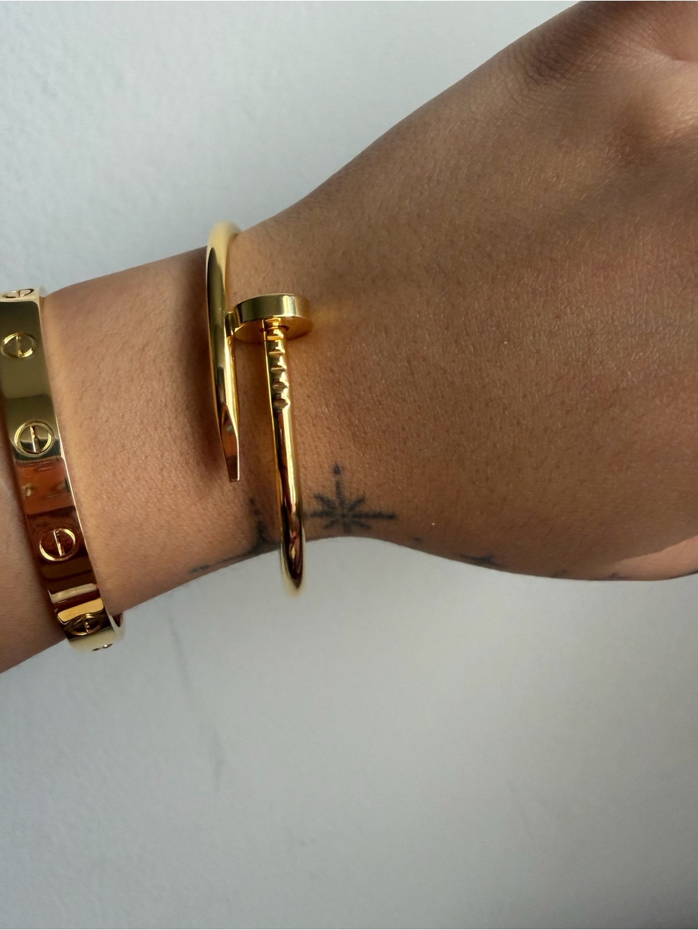 Cartier Style Gold Nail Cuff Bracelet - Gold
